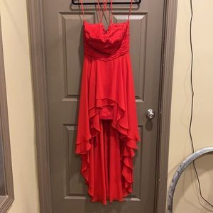 Strapless red dress